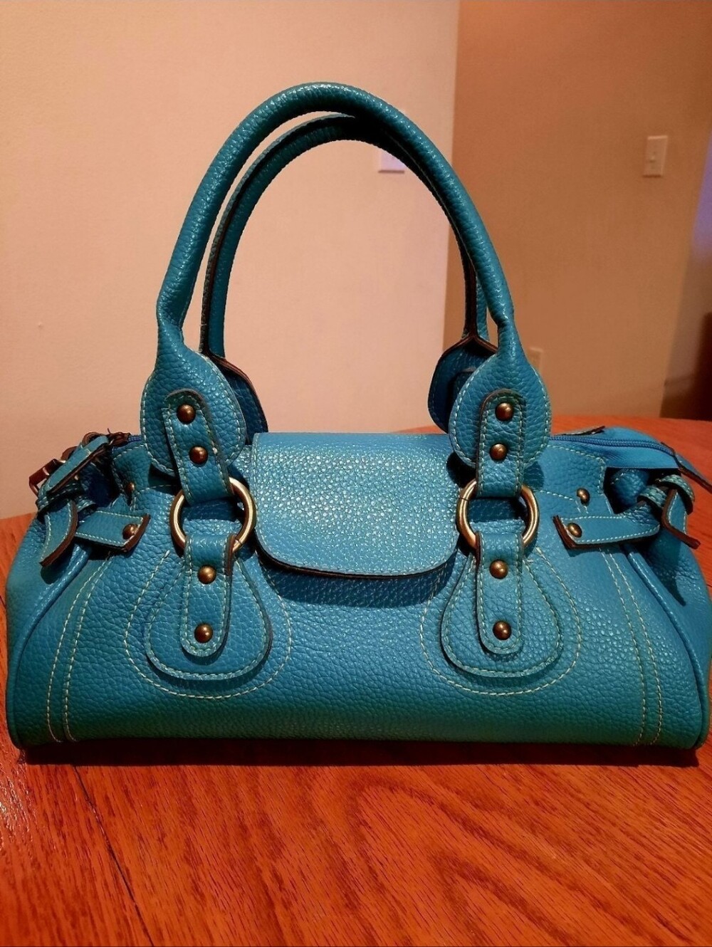 Teal Leather Satchel Handbag - Stylish Women’s Satchel